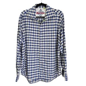 Robert Graham Mens Blue Plaid Long Sleeve Button‎ Front Shirt Classic Fit Size M